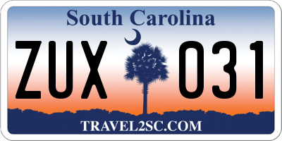 SC license plate ZUX031