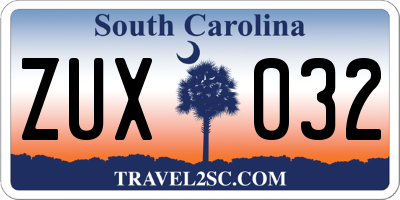 SC license plate ZUX032