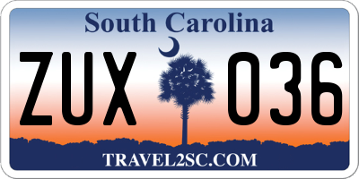 SC license plate ZUX036