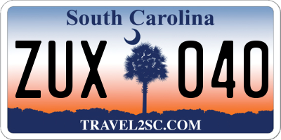 SC license plate ZUX040