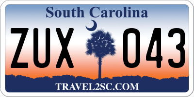 SC license plate ZUX043