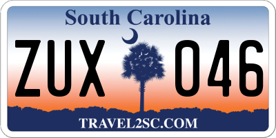 SC license plate ZUX046