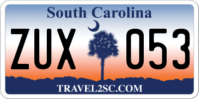 SC license plate ZUX053