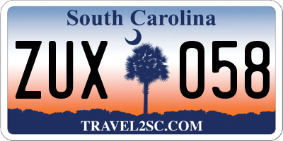 SC license plate ZUX058