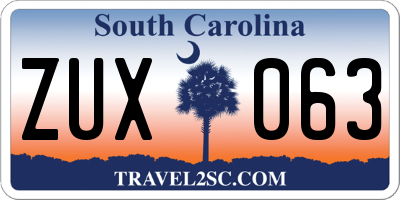SC license plate ZUX063