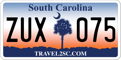SC license plate ZUX075