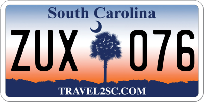 SC license plate ZUX076