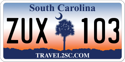 SC license plate ZUX103