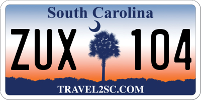 SC license plate ZUX104