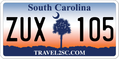 SC license plate ZUX105