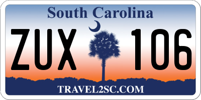 SC license plate ZUX106