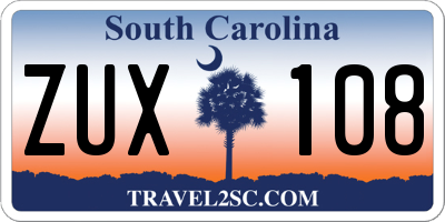 SC license plate ZUX108