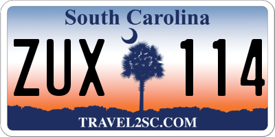 SC license plate ZUX114