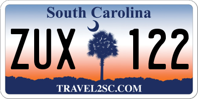 SC license plate ZUX122