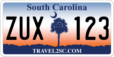SC license plate ZUX123