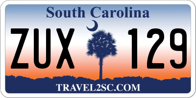 SC license plate ZUX129