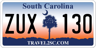 SC license plate ZUX130