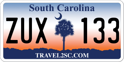 SC license plate ZUX133