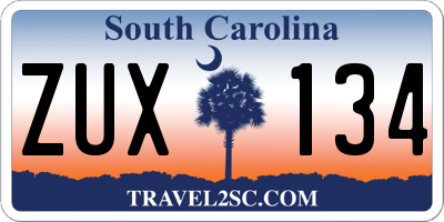 SC license plate ZUX134