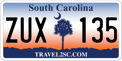 SC license plate ZUX135