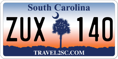 SC license plate ZUX140
