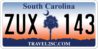 SC license plate ZUX143