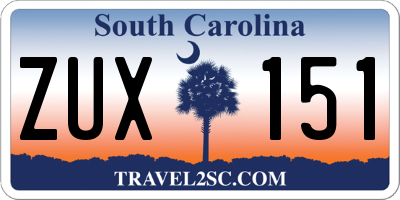 SC license plate ZUX151