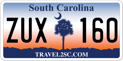 SC license plate ZUX160
