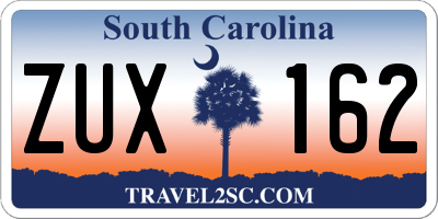 SC license plate ZUX162