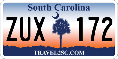 SC license plate ZUX172