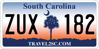 SC license plate ZUX182