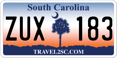 SC license plate ZUX183