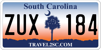 SC license plate ZUX184