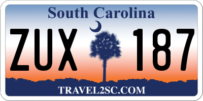 SC license plate ZUX187