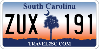 SC license plate ZUX191
