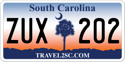 SC license plate ZUX202
