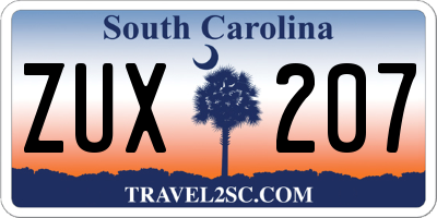 SC license plate ZUX207