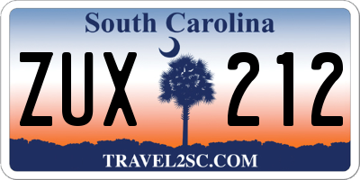 SC license plate ZUX212