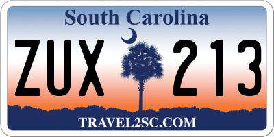 SC license plate ZUX213