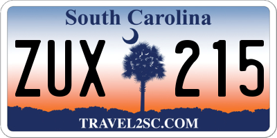 SC license plate ZUX215