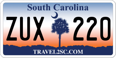 SC license plate ZUX220