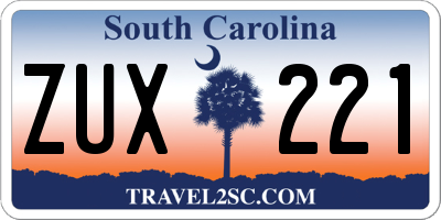 SC license plate ZUX221