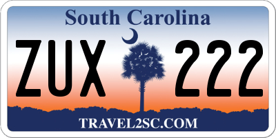 SC license plate ZUX222