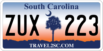 SC license plate ZUX223