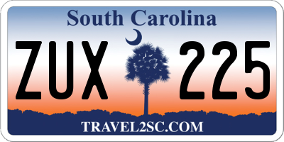 SC license plate ZUX225