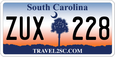 SC license plate ZUX228