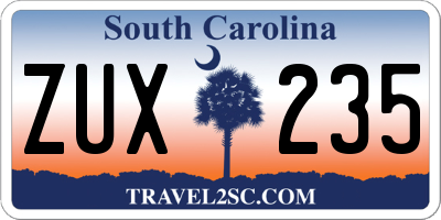 SC license plate ZUX235