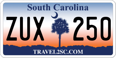 SC license plate ZUX250
