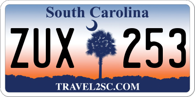 SC license plate ZUX253