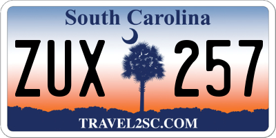 SC license plate ZUX257
